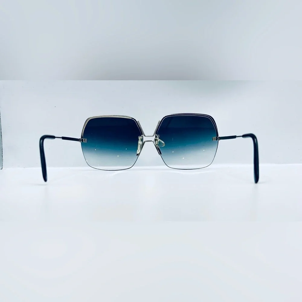 Vintage Silver Oval Half-Rim Sunglasses Frames Only - Picture 6 of 8